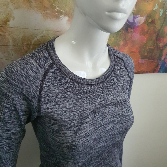 Lululemon Size AU10 Swiftly Tech Blue Grey Marle Long Sleeve Top - Picture 3 of 8